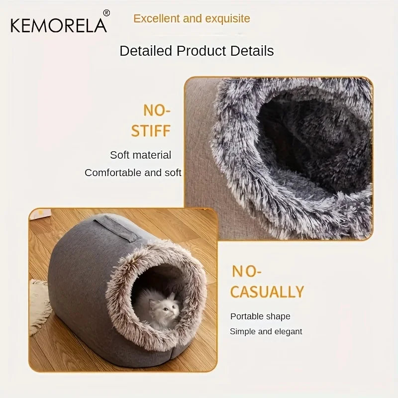 Cat Bed Comfortable Pet Sleeping Bed, Portable Cat Bed Warm and Thickened Pet Bed with Handle Portable Cat Bed