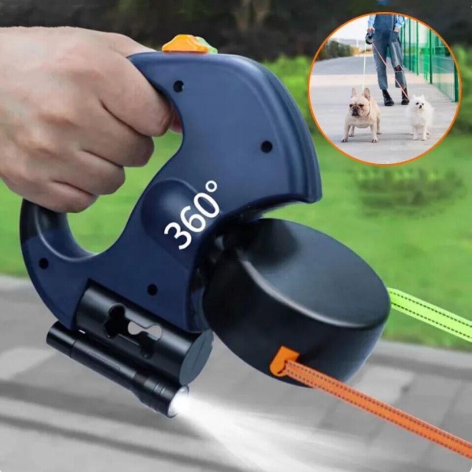 Retractable Reflective Dual Pet Leash Lead 360Swivel Double Dog Walking Leash US