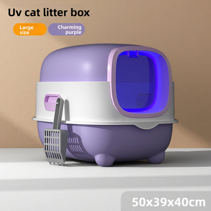 Enclosed Cat Litter Box with UV Sterilization and Odor Control