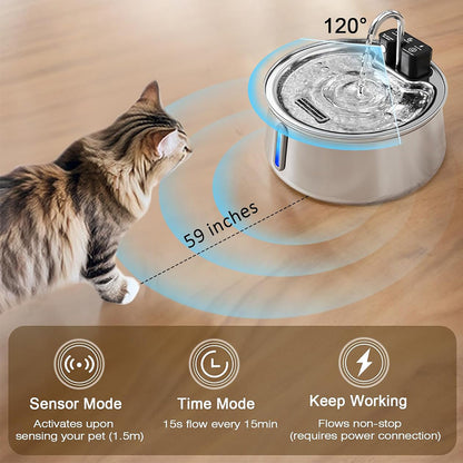 Stainless steel pet water fountain
