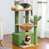 Cat Tree 33" Cute Cactus Cat Scratching Posts Tower with Large Top Perch and Hammock for Medium Indoor Cats, Green