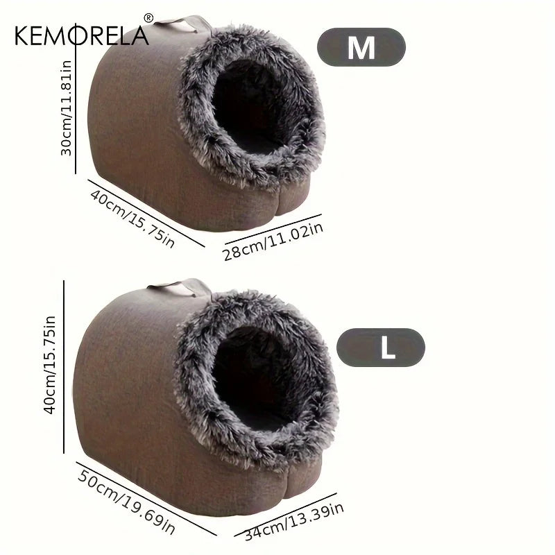 Cat Bed Comfortable Pet Sleeping Bed, Portable Cat Bed Warm and Thickened Pet Bed with Handle Portable Cat Bed