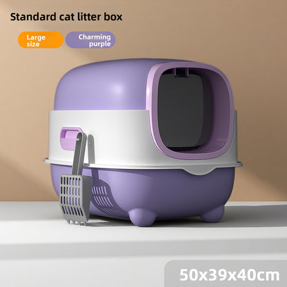 Enclosed Cat Litter Box with UV Sterilization and Odor Control