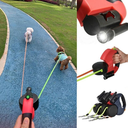 Retractable Reflective Dual Pet Leash Lead 360Swivel Double Dog Walking Leash US
