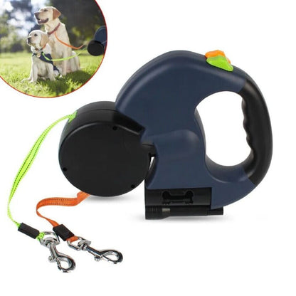 Retractable Reflective Dual Pet Leash Lead 360Swivel Double Dog Walking Leash US