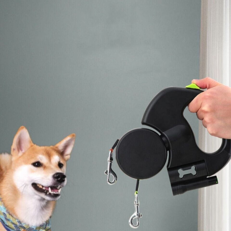 Retractable Reflective Dual Pet Leash Lead 360Swivel Double Dog Walking Leash US