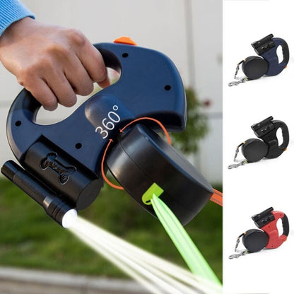 Retractable Reflective Dual Pet Leash Lead 360Swivel Double Dog Walking Leash US