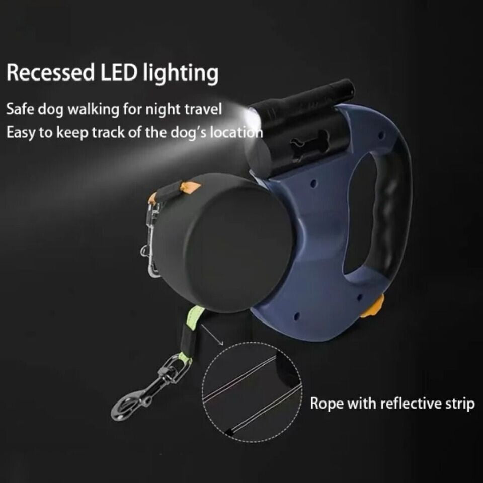 Retractable Reflective Dual Pet Leash Lead 360Swivel Double Dog Walking Leash US
